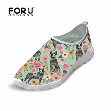 FORUDESIGNS Women Flats Shoes Australian Cattle Dog Florals Cream Mesh Casual Sneakers Female Breathable Flats Slip-on Shoes 2024 - buy cheap