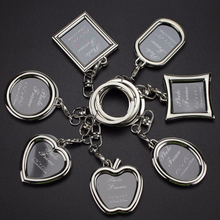Llavero creativo con inserto de aleación de Metal, marco de foto personalizado, corazón, cuadrado, en forma de manzana, regalo artesanal de amor 2024 - compra barato