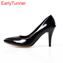 Brand New Glossy Women Nude Formal Pumps Black Red Green High Heels Glamour Sexy Ladies Bridal Shoes EHP36 Plus Big Size 31 43 2024 - buy cheap