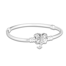 100% 925 Sterling Silver Jewelry Moments Bracelets with Decorative Butterfly Clasp Free Shipping 2024 - buy cheap