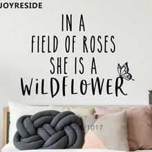Quotes She Is A Wildflower Wall Deval Nature Beautiful Love Roms Art Decor Wall Sticker Home Livingroom Kids Rooms Decals M246 2024 - buy cheap