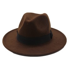 OZyc 2018 новая весенняя фетровая шляпа с широкими полями для мужчин и женщин, винтажные джазовые шляпы, модная шерстяная фетровая шляпа унисекс, черная фетровая шляпа-котелок 2024 - купить недорого