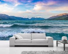 Personalizado foto papel de parede neve montanha mar paisagem mural da parede decoração para o quarto arte pintura 3d 2024 - compre barato
