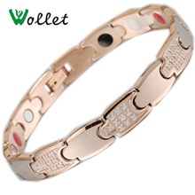 Wollet Jewelry Tungsten Magnetic Bracelet for Men Women Germanium Infrared Magnet Ion Tourmaline 5 in 1 Gold Rose Gold Color 2024 - buy cheap