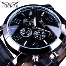 Jaragar Original Brand Mens Watches Automatic Watch Self-Wind Date 3 Dials Fashion Men Mechanical Wristwatch Leather Strap Clock 2024 - buy cheap