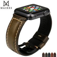 Ремешок MAIKES из натуральной кожи для Apple Watch, качественный браслет для iWatch 44 мм 40 мм 42 мм 38 мм Series 6 5 4 3 2 1 2024 - купить недорого