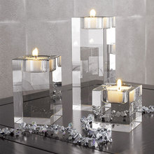 Portavelas de cristal nórdico, adornos para centros de mesa de boda, velas de cristal, decoración del hogar, centro de mesa geométrico, quemador de cera 2024 - compra barato
