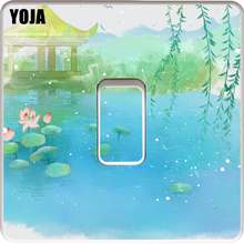 YOJA Cartoon Beautiful Summer Lotus PVC Switch Sticker Classic Patoral Style Decorative Wall Decal 15SS0096 2024 - buy cheap