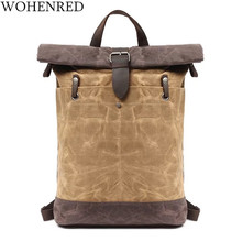 WOHENRED-mochila de lona Vintage para hombre, de cuero impermeable para morral escuela, universidad, viaje de fin de semana, portátil, informal 2024 - compra barato