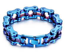 Top Quality 19mm Huge Heavy Punk Rock Men's Blue Motor Biker Motorcycle Chain Bracelet 316L Stainless Steel Bike Bangle Jewelry 2024 - buy cheap