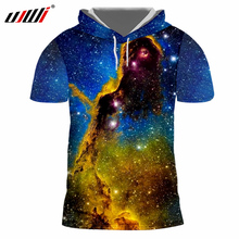 Ujwi tshirt com boné impressão 3d galáxia espaço com capuz t-shirts homem manga curta hoodie pullovers secagem rápida aptidão camisas 6xl 2024 - compre barato