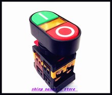 Botão de pressão duplo com lâmpada led, 12v dc/24v dc/v ac/v ac, botão inicial e desligamento, novo