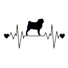 20.3*9.9CM Pug Heartbeat Lifeline Car Stickers Waterproof Vinyl Decal Car Styling Truck Decoration Black/Silver S1-0769 2024 - buy cheap