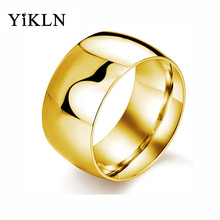 YiKLN 316L anillo de acero inoxidable de oro/Color blanco/negro de moda de los hombres, anillo de compromiso de boda anillos de joyería anel OGJ318 2024 - compra barato
