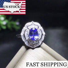 US STOCK Uloveido Blue Stone Tanzanite Gemstone Flower Ring, 925 Sterling Silver Ring for Women Anniversary Wedding Ring FJ275 2024 - buy cheap