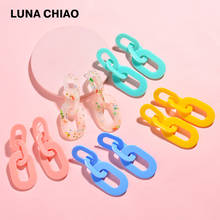 LUNA CHIAO 2018 Fashion Trendy Candy Color Big Oval Plastic Chain Statement Acrylic Earrings for Women 2024 - buy cheap