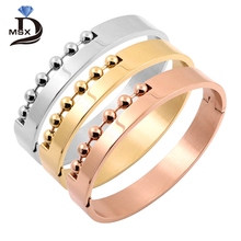 MSX-brazalete chapado en oro Punk para mujer y hombre, pulsera de acero inoxidable, brazalete de seis cuentas, regalos de joyería 2024 - compra barato