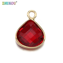 13*16mm Brass Cubic Zirconia Rose red color Charms Pendants Diy Jewelry Findings, Mixed Color, Hole: 2.5mm, Model: VD368A 2024 - buy cheap