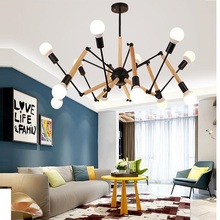 Modern Vintage LED Wooden Chandelier Spider Lustre E27 Livingroom Lighting For Kitchen Restaurant Chandeliers Fixture Lights 2024 - compre barato