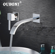 OUBONI Waterfall Spout Wall Mounted Chrome Brass Polish Bathroom Wash Basin Sink Faucet Single Handle Hot Cold Mixer Tap Faucets 2024 - buy cheap