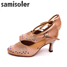 Samisoler  New Flash Cloth Collocation Shine Ribbons Ballroom Fashion R Dance Women Latin Dance Competition Shoes 2024 - buy cheap