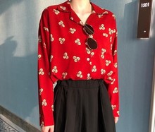 2019 New Women Fashion Long Sleeve Floral Print Chiffon Blouses Shirts Summer Casual Loose Red Tops Shirts Blusas 2024 - buy cheap