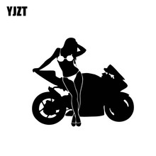 Yjzt motor sexy feminino 13*11.3cm, decalque em vinil preto e prata, boa qualidade, cobertura do corpo, design popular 2024 - compre barato