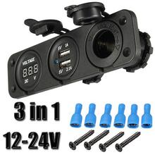 Durable 12V/24V Car Blue Dual USB Charger Adapter Digital Voltmeter Cigarette Lighter Socket LED Light Power Outlet 2024 - buy cheap