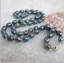 YH@CS >18" 10-13MM NATURAL TAHITIAN GENUINE PEACOCK BLUE PEARL NECKLACE 2024 - buy cheap