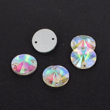 Strass 8mm 10mm 12mm 14mm 16mm 18mm Crystal AB Faltback Glass Rhinestone Round Sew On 2 Holes Dress Making  DIY Stones 2024 - buy cheap