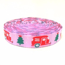 2014 NEW wholesale 5/8 '(16 mmx10yards) Polyester Woven Jacquard Ribbon with The Christmas tree and the bus KTZD15102106 2024 - buy cheap