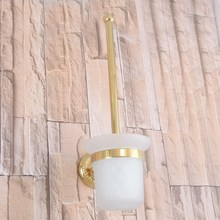 Montaje en la pared de lujo de Color dorado de latón para baño juego de cepillo de baño accesorio de baño copa de vidrio individual mba596 2024 - compra barato