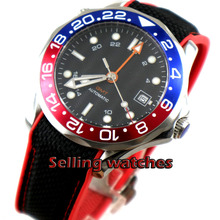 41mm no logo black dial GMT sapphire glass date Mechanical automatic mens watch 2024 - buy cheap