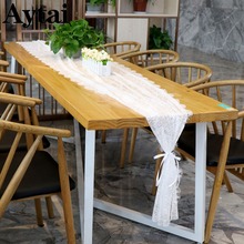 OurWarm 70X300cm White Lace Table Runner Rustic Wedding Decoration Boho Fringe Edge Floral Table Cloth Bridal Shower 2024 - buy cheap