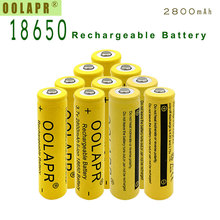 OOLAPR желтый 12 шт 18650 2800mah перезаряжаемые батареи 18650 3,7 V аккумуляторная батарея 18650 литий-ионный аккумулятор-бесплатная доставка 2024 - купить недорого