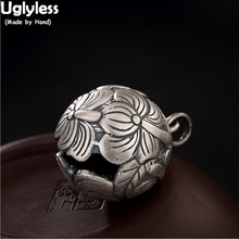 Uglyless Real 99% Silver Flowers Bell Pendants for Women Thai Silver Ball Necklaces NO Chains Ethnic Lotus Fine Jewelry Vintage 2024 - buy cheap