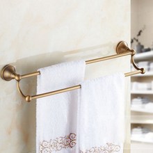 Accesorios de baño Vintage de latón antiguo, barra doble para toallas de cuarto de baño, toallero, carriles de toalla, aba077 2024 - compra barato