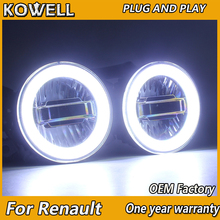 Kowell estilo do carro para renault megane laguna led luz de nevoeiro auto anjo olho nevoeiro lâmpada led drl 3 função modelo 2024 - compre barato