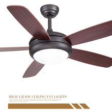 Creative Ceiling Fan with 5 wooden Blades and Light Ceiling Fan Brushed Nickel Industrial fan Modern 42/48/58 inch 220V 2024 - buy cheap