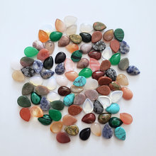 Wholesale 50pcs/lot 2018 Fashion hot sale assorted reiki natural stones drop CAB CABOCHON teardrop charms mix beads 10x14mm free 2024 - buy cheap