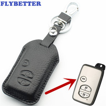 Flybest-capa de couro genuíno com 3 botões para chave inteligente, capinha de couro para toyota camry/coroa/highlander/prime/i9om, estilo de carro l1837 2024 - compre barato