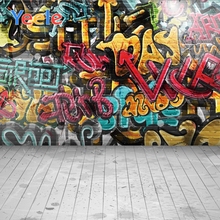Yeele graffiti parede de tijolos grunge piso paisagem retrato do bebê criança fotografia fundo fotográfico para estúdio 2024 - compre barato