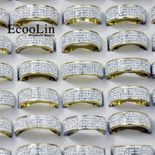 50Pcs EcooLin Brand Gold and Silver Sky Stars Full Zircon Stainless Steel Rings For Women Fashion Jewelry Lots Bulk LR4034 2024 - buy cheap