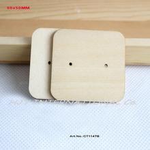 (20pcs/lot) 50mm Natural Wooden Earring Tags Jewelry Label Cards Display Jewelry Holder Blank Square Shape 2"-CT1147B 2024 - buy cheap