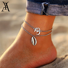 Vintage Ocean Beach Shell OM Yoga Anklets for Women Boho Multi Layers Leg Foot Ankle Bracelet Enkelbandje Beach Jewelry 2024 - buy cheap