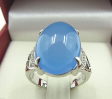 free  shipping> 925 Sterling Silver Ring / Chinese Blue Chalcedony Nice Ring U.S Size :7-7.5 2024 - buy cheap