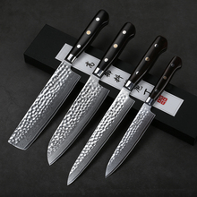 TURWHO 4 pcs Best kitchen knife set Japanese damascus steel professional Nakiri Chef Santoku Utility knife with Ebony Handle 2024 - buy cheap