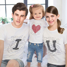 Family Matching Clothes Parent-child Casual Outfit Family Clothing Short Sleeve Cotton T-shirt Summer Love Family Suits 2024 - buy cheap