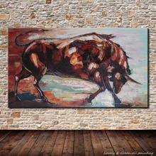 Modern Art Decorative Picture Hand Painted Abstract Animals Bull Oil Painting On Canvas Wall Pictures For Living Room Home Decor 2024 - buy cheap