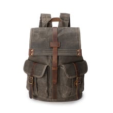 high quality Men's Oil wax canvas Backpack Shoulders vintage Travel Mountaineering Bag Waterproof Travel Shoulder Bag female 2024 - buy cheap